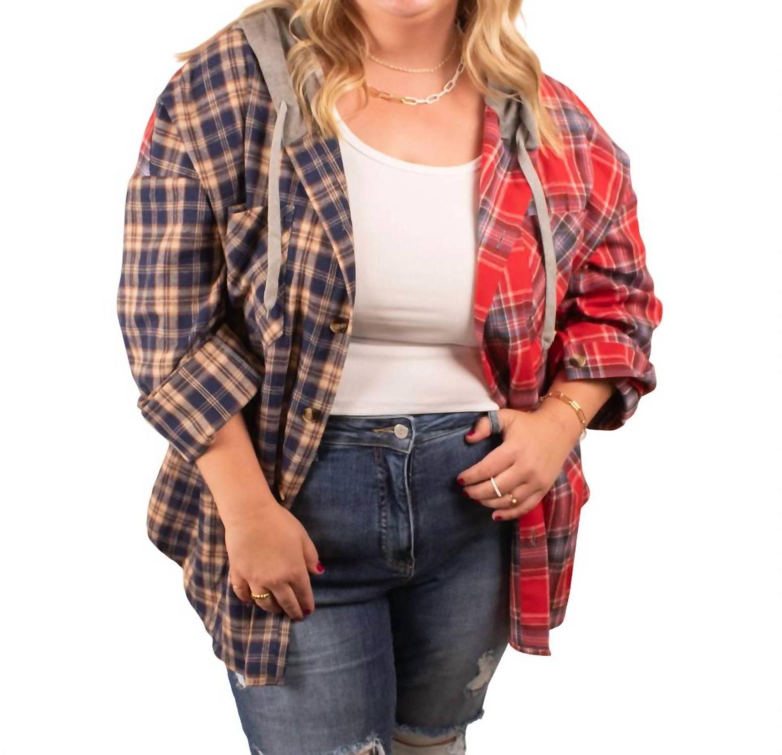 Haptics marnie plaid oversized hoodie size 2X - $24.75
