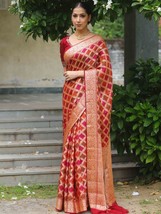 Pure Silk Mark Certified Saree, Handwoven Pure Bandhej Saree - Elegant Tradition - £161.00 GBP