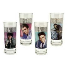 Elvis Presley Anniversary Assorted Photo Images 10 oz Glass Set of 4, NEW UNUSED - £15.49 GBP