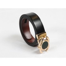 Men VALENTINI Leather Track Belt Medallion Fancy Designer V533-G Black image 2
