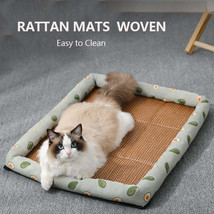 Summer Rattan Cat Bed Comfortable Pet Ice Mat for Cats Small Dogs Cat Ne... - £19.99 GBP+