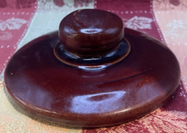 Vtg. Brown Ceramic Glazed Pottery  Lid 6 1/2" - $7.43