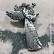 Guardian Angel Visor Clip Pewter Figural Goodluck Charm  - $9.89