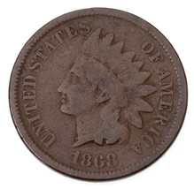 1868 1C Cent Indien En Bon État, Couleur Marron, Bords Pleins Et Forts - $1,181.63 MXN