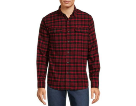 George Men&#39;s Long Sleeve Flannel Botton-Down Shirt Red Mark Plaid Size S... - $23.75
