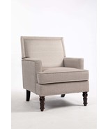 Vintage Accent Chair: Blue Striped Linen, Nailhead Trim Living Room - $470.47 CAD