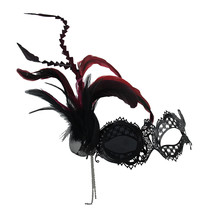 Scratch &amp; Dent Steampunk Masquerade Metal Lace Monocle Eye Feather Mask with - £15.15 GBP