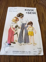 Kwik Sew Sewing Pattern 310 Girls 2 4 6 Slacks Pants Shorts - $4.94