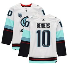 MATT BENIERS Autographed &quot;1st Kraken Draft Pick&quot; Authentic White Jersey ... - £357.61 GBP