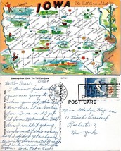 Iowa Greetings Attractions Map Posted 1960 to Rochester NY VTG Postcard - £7.44 GBP