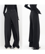 NWT Commense Asymmetrical Layer Button Wide Leg Dress Pants Black $56 Small - $55.94 CAD