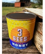 Vintage 3 BEES Honey 5lb Can Tin Advertising Farmhouse Diner Movie Prop ... - $252.30 CAD