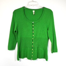 Future Paradise 100% Cashmere Green Cardigan Peplum Sweater Size S M 3/4... - £22.13 GBP