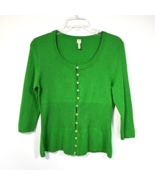 Future Paradise 100% Cashmere Green Cardigan Peplum Sweater Size S M 3/4... - £22.09 GBP