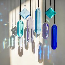 7 Pc Sun Catcher Crystal Prisms Glass BLUE Window Porch Patio Hanging Or... - $15.81