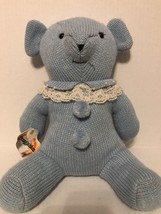 Vintage 1985 Snuggables graphics international blue knitted Teddy bear - £4.32 GBP