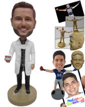 Personalized Bobblehead Dentist Wearing Long Lab Coat And Showing Denture Dental - £72.74 GBP