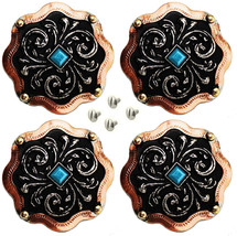 Concho Set of 4 Conchos Western Saddle Tack 1-1/4&quot; Copper Engraved 401566 - $455.59 MXN