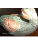 vintage WOOD DUCK Mallard Bird Hand Carved Painted green &amp; peach TABLE 7... - $63.79 CAD