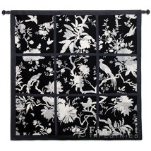 53x52 FLORAL DIVISION Asian Black White Bird Tapestry Wall Hanging  - $178.20