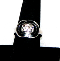 Camille Lucia Swarovski Crystal Cocktail Silver Plated Ring Sz 8 1/4 - £22.86 GBP