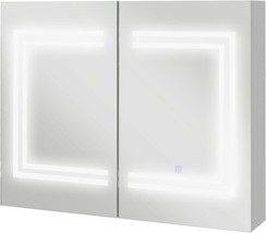 Kleankin Illuminated Medicine Cabinet With Mirror, 26&quot; X 32&quot; Wall Mounted - £119.93 GBP