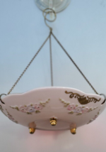 Hanging Dish Chain Shabby Elegance  Cottagecore Pink Gold Floral Footed Vintage - £13.19 GBP