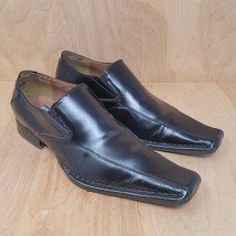 Monticelli Mens Loafers Size 7.5 M Black Dress Shoes Square Toe Leather ... - $28.79