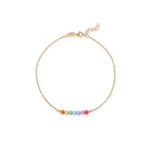Multi Color Enamel Bead 14k Gold Plated 1.5mm Satellite Station Chain Anklet 9&quot; - £79.98 GBP