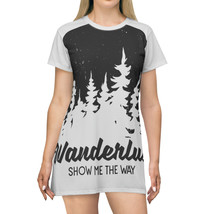 Women&#39;s Flowy Wanderlust Tree Graphic T-Shirt Dress (AOP) | Black &amp; Whit... - £34.17 GBP+