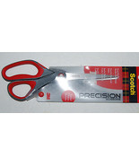 Scotch Precision 8&quot; Scissors Stainless Steel Blades Comfort Grip Handle Red - £11.19 GBP