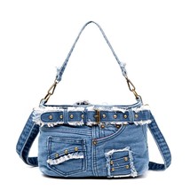 Fashion Denim Handbag Trend Female Jeans Hand Bags Casual Bag Style Washed Jeans - £149.74 GBP