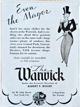 THE WARWICK-CENTRAL PARK NYC-1931 VTG Print Ad-MAYOR HOTELS-ALBERT MILLE... - $12.63