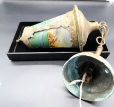 Vtg Reverse Tole Farm Painted Brass Light w/ Ribbed Glass Architectural ... - $200.00