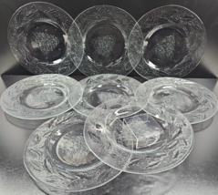 8 Arcoroc Holly Tree Dinner Plates Set Vintage Clear Holiday Xmas Etch Dish Lot - £63.05 GBP
