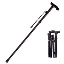 folding walking cane stick adjustable rubber ferrule lightweight wrist s... - $11.10
