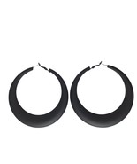 Vintage 80s 90s Black Large Chunky Retro Hoop Earrings Womens Costume Je... - £12.98 GBP