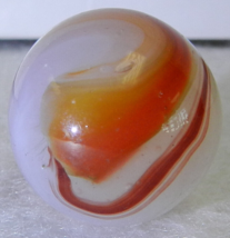 #18791m .73 Inches Vintage Akro Agate Orange Oxblood Marble NM+ - £97.23 GBP