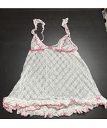 Victoria’s Secret White Pink Floral Babydoll Size Small Ruffle Lingerie - £14.94 GBP