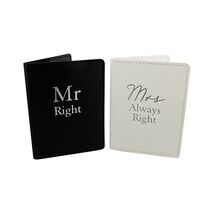 Amore Set of 2 Mr Right &amp; Mrs Always Right Black and White Passport Hold... - $32.00
