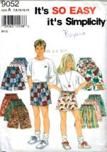 Simplicity Sewing Pattern 9052 Size A 7,8,10,12,14 Girls&#39; &amp; Boys&#39; Shorts Boxers - £4.24 GBP