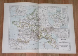 1887 Antique Historical Map Of France Under King Charles Vii Valois - £20.72 GBP