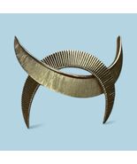 Vtg interlocking Double Crescent Moons Brooch CROWN TRIFARI Brushed Gold... - $422.98 MXN