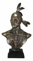 Large Tribal Native American Indian Warrior With Eagle Feather Bust Statue Decor - £219.22 GBP