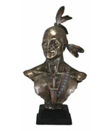 Large Tribal Native American Indian Warrior With Eagle Feather Bust Statue Decor - $269.99