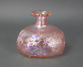 Iridescent Veined Threaded Art Glass Bottle Form Vase - £147.05 GBP