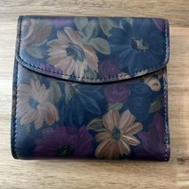 PATRICIA NASH Italian Leather Wallet Floral Print Change Purse Double Bill Slots - £29.13 GBP