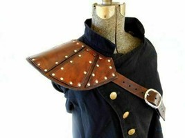 Medieval celtic or barbarian Leather Splint Pauldrons Armor Leather Shoulders - £110.46 GBP