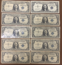 (10) 1957 A,B Series $1 Silver Certificate- Error Replcmnt. Blue Seal St... - £176.99 GBP