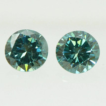 Round Shape Diamond Matching Pair Fancy Turquoise Loose Enhanced VS1/2 0.58 TCW - £413.91 GBP